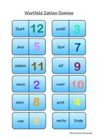 Vorschau - Spiele - Wortfeld Zahlen Domino mit Selbstkontrolle - Seite 1