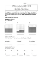 Vorschau - Arbeitsblätter - Arbeit zum Thema: Prozentrechnung - Deckblatt