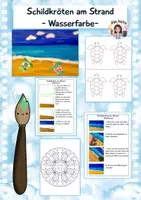 Vorschau - Stundenentwürfe - Schildkröten am Strand, Kunst Grundschule - Deckblatt