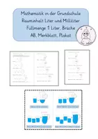 Vorschau - Arbeitsblätter - Rauminhalt Liter und Milliliter (Brüche) - Deckblatt