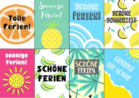 Vorschau - Mal- und Bastelvorlagen - Feriengrüße für die Sommerferien - Karten 🍉 - Seite 2