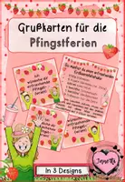 Vorschau - Bildkarten - Grußkarte für die Pfingstferien (mit Erdbeermilchshake-Rezept) - Deckblatt