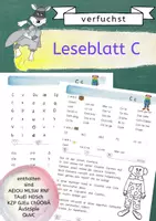Vorschau - Arbeitsblätter - Leseblatt C: Buchst., Silben, Wörter, Sätze - AEIOU MLSWRNF TAuEiHDSch KZPGJEu ChÜÖÖBÄ ÄuStie QuVC - Deckblatt