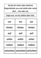 Vorschau - Stationenlernen - Bewegungsspiel Lokalpräpositionen (Adverbien): Orientierung im Raum, räumliche Wahrnehmung - Seite 1