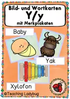 Vorschau - Präsentationen/Tafelbilder - Tafelmaterial - Wörter mit Yy (22 Bild- und Wortkarten - Deckblatt