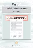 Vorschau - Arbeitsblätter - Protokoll Schreibkonferenz Gedicht - Deckblatt