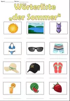 Vista previa - Hojas de trabajo - Lista de palabras "der Sommer" Alemán - página 2