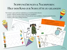 Vorschau - Arbeitsblätter - Nachspuren / Schwungübung / Schneiden „ZUCKERTÜTEN“: „Hilf dem Kind zur Schultüte zu gelangen!“ - für Rechts- & Linkshänder - Deckblatt