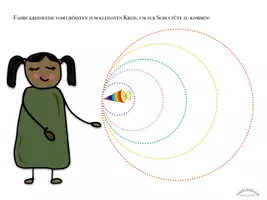 Vorschau - Arbeitsblätter - Nachspuren / Schwungübung / Schneiden „ZUCKERTÜTEN“: „Hilf dem Kind zur Schultüte zu gelangen!“ - für Rechts- & Linkshänder - Seite 2