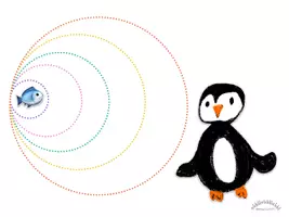 Vorschau - Arbeitsblätter - Nachspuren & Schwungübungen „PINGUIN - Hilf ihm, den Fisch zu fangen“ (auch als Schneideübung) - für Rechts- & Linkshänder (Winter) - Seite 1