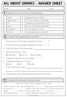 Vista previa - Hojas de trabajo - ALL ABOUT SHARKS - Reading Comprehension (2-times differentiated + Conversation Strips) - página 3