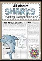 Vista previa - Hojas de trabajo - ALL ABOUT SHARKS - Reading Comprehension (2-times differentiated + Conversation Strips) - Portada