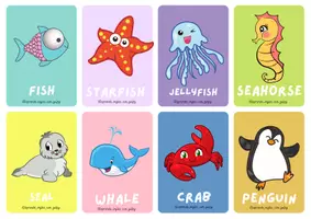 Vista previa - Juegos / Gamificación - Flashcards marinos / Sea animals - página 1