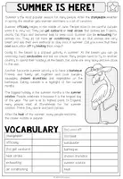 Vista previa - Hojas de trabajo - SUMMER IS HERE! - Reading Comprehension (2-times differentiated + Conversation Strips) - página 2