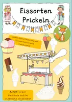 Vorschau - Mal- und Bastelvorlagen - Eissorten Prickeln Vorschule/Klasse 1 - Deckblatt
