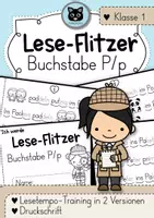 Vorschau - Arbeitsblätter - Lese-Flitzer | Buchstabe P/p | Lesetempo-Training | Druckschrift - Deckblatt