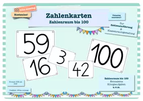 Vorschau - Stationenlernen - Zahlenkarten - Zahlenraum bis 100 - kostenlos - Seite 1