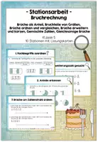 Vorschau - Stationenlernen - Stationsarbeit Bruchrechnung - Deckblatt