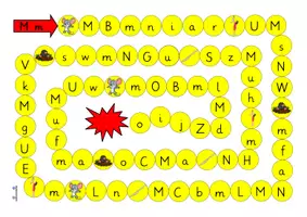 Vorschau - Arbeitsblätter - Würfelspiel zur optischen Analyse "M m" (Grundschrift) - Seite 2