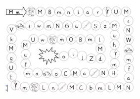 Vorschau - Arbeitsblätter - Würfelspiel zur optischen Analyse "M m" (Grundschrift) - Seite 3