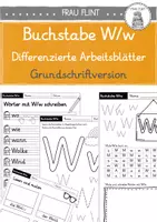 Vorschau - Arbeitsblätter - Buchstabe Ww - differenzierte Arbeitsblätter (Klasse 1) Grundschriftversion - Deckblatt