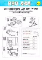 Vorschau - Arbeitsblätter - Lesespaziergang mit "Sch sch"- Wörtern (Druckschrift sw) - Deckblatt