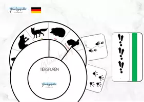 Vorschau - Arbeitsblätter - Tierspuren Suche Wald Tiere Uhr, Montessori - Deckblatt