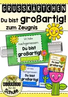 Vorschau - Mal- und Bastelvorlagen - Feriengruß - "Ich habe nachgemessen: Du bist großartig!" zum Zeugnis mit Lineal - Deckblatt