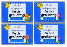 Vorschau - Mal- und Bastelvorlagen - Feriengruß - "Ich habe nachgemessen: Du bist großartig!" zum Zeugnis mit Lineal - Seite 1
