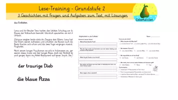 Vorschau - Arbeitsblätter - Lesetraining- 3 Geschichten mit Aufgaben - GS2 - Deckblatt