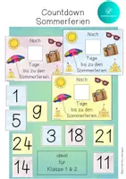 Vorschau - Poster - COUNTDOWN bis zu den SOMMERFERIEN * Dekoration Klassenzimmer - Deckblatt