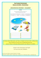 Vorschau - Arbeitsblätter - im Freibad/ Schwimmbad: Gegenstände mit bestimmten Artiklen zuordnen - Deckblatt