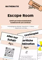 Vorschau - Arbeitsblätter - Escape Room - Mathematik - Zufall Wahrscheinlichkeit Kombinatorik Schätzen - Deckblatt
