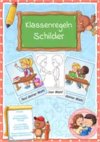 Vorschau - Mal- und Bastelvorlagen - Klassenregeln Schilder mit Kindern zum selbst beschriften - Deckblatt