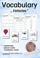 Aperçu - Feuilles d'exercices - Vocabulary: Vehicles - Picture Cards and Worksheets - Page de couverture