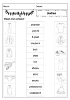 Aperçu - Feuilles d'exercices - Vocabulary: Clothes - Picture Cards and Worksheets - Page 2