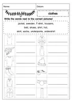 Aperçu - Feuilles d'exercices - Vocabulary: Clothes - Picture Cards and Worksheets - Page 3