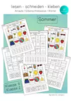 Vorschau - Arbeitsblätter - lesen schneiden kleben SOMMER Lesegitter - Deckblatt