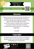 Aperçu - Autre type de ressources - Compréhension orale des paroles de chansons: Wise Guys - Jetzt ist Sommer (allemande) - Page 1