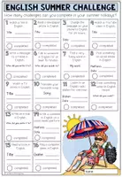 Vista previa - Hojas de trabajo - ENGLISH SUMMER CHALLENGES (Small Booklet + Worksheet) - página 1