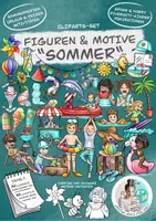 Vorschau - selbst erstellte Cliparts/Grafiken - Cliparts-Set Figuren & Motive "Sommer" / Sommerferien - Deckblatt