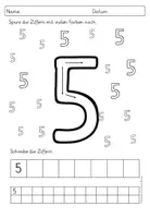 Vorschau - Arbeitsblätter - Zahlenheft zur Zahl 5 Ziffernkurs Ziffernschreibkurs - Seite 1
