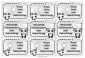 Vorschau - Mal- und Bastelvorlagen - Pandaklasse - Geburtstagsgrüße - Seite 2
