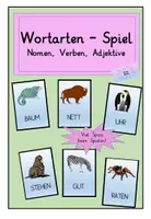 Vorschau - Spiele - Wortartenspiel : Ein Spiel zu den Nomen , Verben und Adjektiven - Deckblatt
