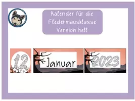Vorschau - Anderer Materialtyp - Tafelkalender Fledermaus hell für die #Fledermausklasse #Klassentier - Deckblatt