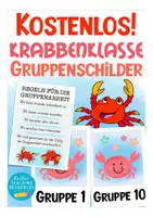 Vorschau - Stationenlernen - KOSTENLOS - Gruppenschilder Krabbenklasse - Deckblatt