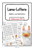 Vorschau - Stationenlernen - Lama-Lotterie: Addition und Subtraktion im Zahlenraum 100 - Deckblatt