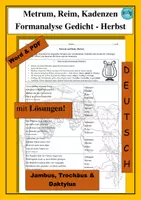 Vorschau - Arbeitsblätter - Herbstgedichte: Übungen Metrum, Reim und Kadenzen - Deckblatt