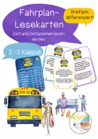 Vorschau - Aufgabenkarten - Fahrplan-Lesekarten - Uhrzeiten und Zeitspannen lesen üben - Deckblatt