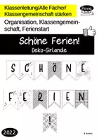 Vorschau - Mal- und Bastelvorlagen - Girlande für den Feriencountdown/Abschlussfest "Schöne Ferien!" - Deckblatt